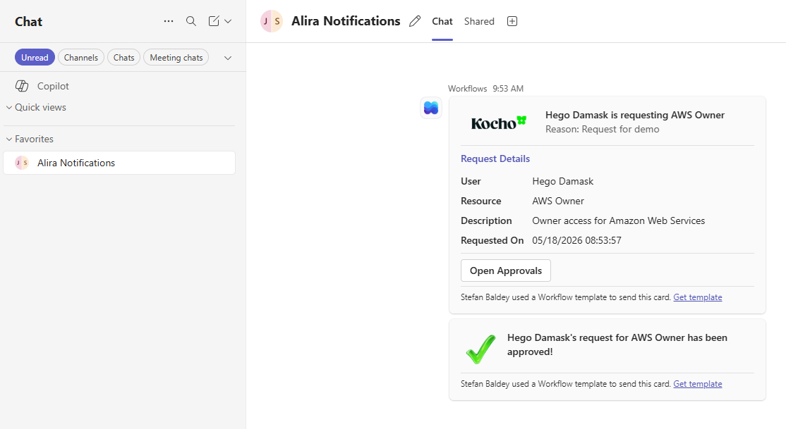 Alira — Teams notification
